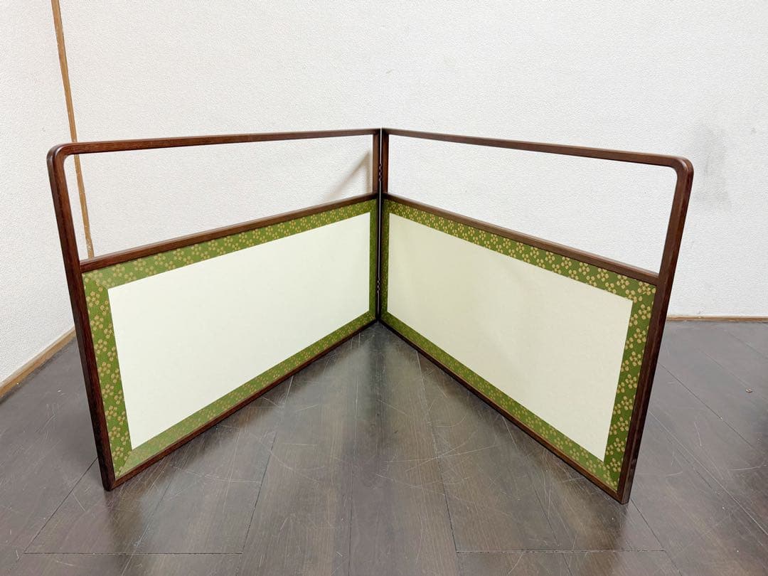 未使用 茶道具 溜塗 利休梅 風炉先屏風 裏白 両面使い 上透かし