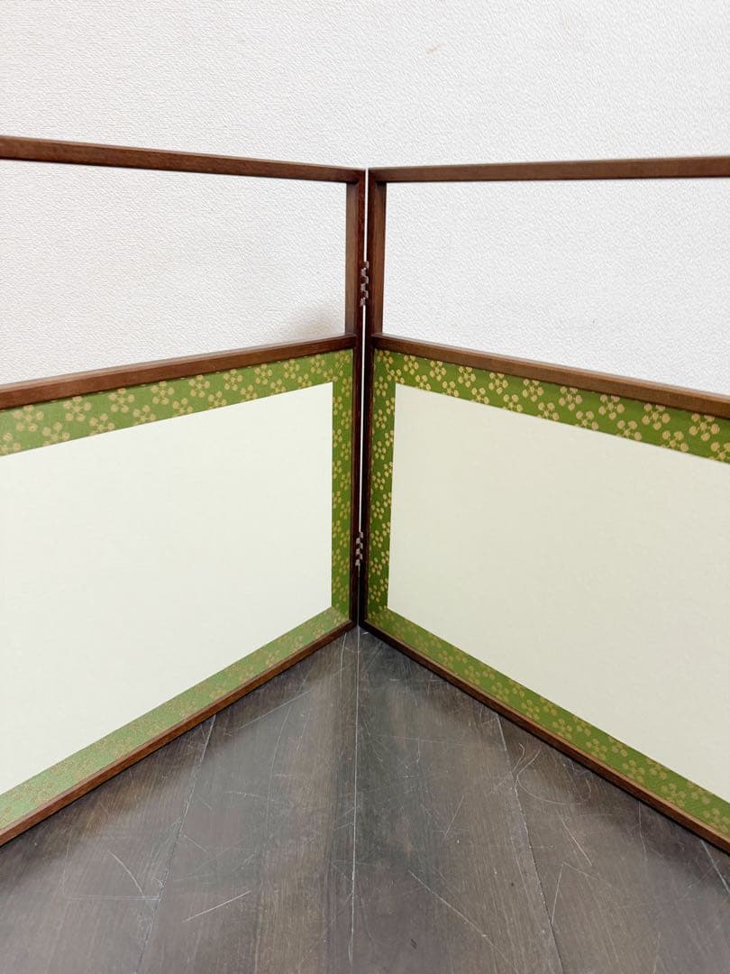 未使用 茶道具 溜塗 利休梅 風炉先屏風 裏白 両面使い 上透かし