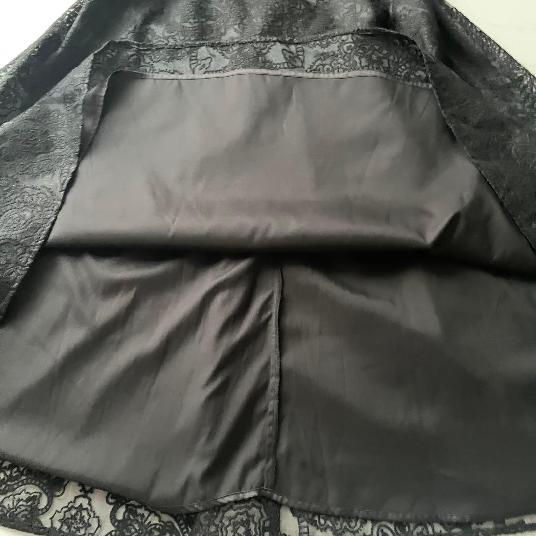 美品 セルフォード 総レース ロング ワンピース フレア シアー 黒 M 38