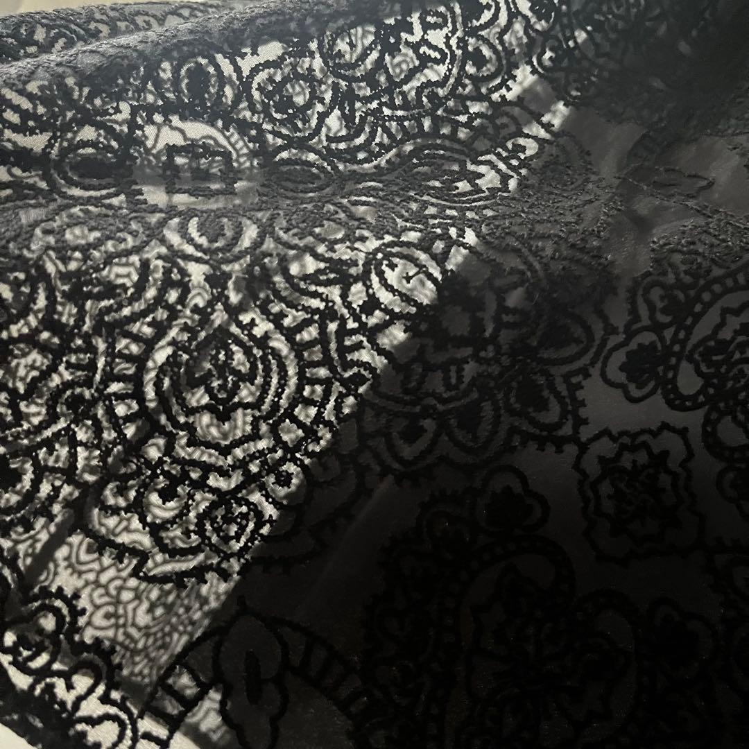 美品 セルフォード 総レース ロング ワンピース フレア シアー 黒 M 38