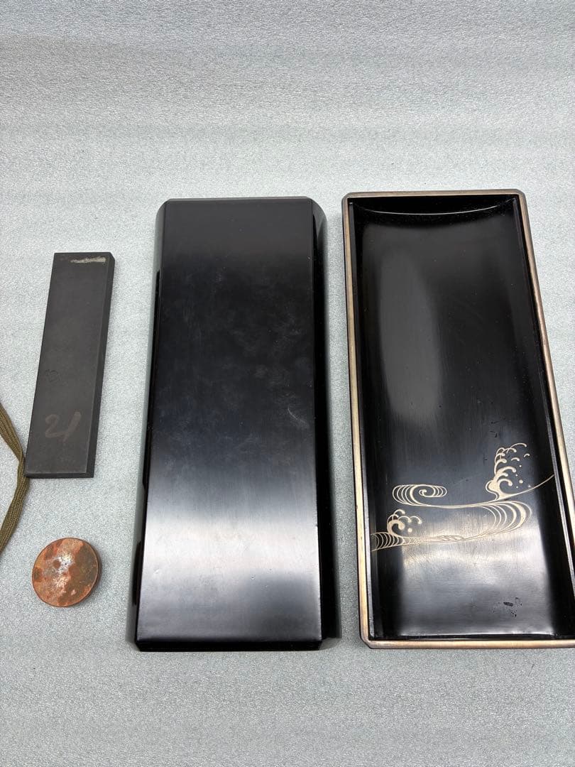 平安　象彦　西村彦兵衛　鶴蒔繪　硯筥　漆工芸　書道具　古美術