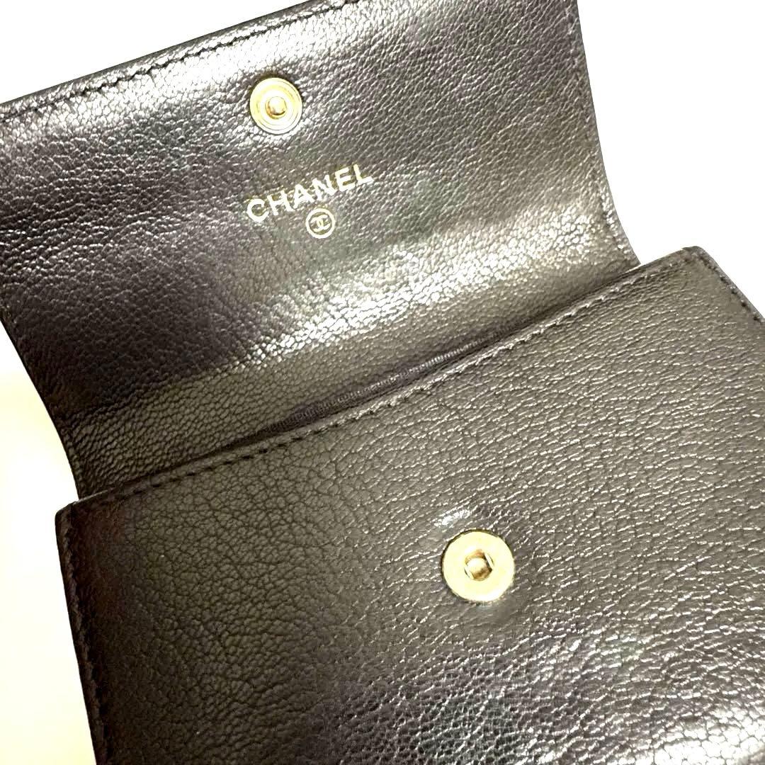正規品 シャネル 二つ折り財布 黒 スモールウォレット