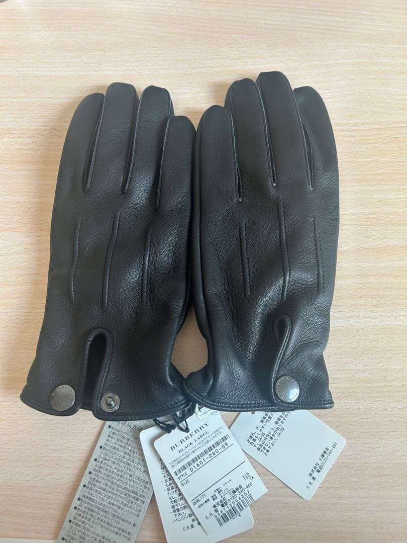 BURBERRY BLACK LABEL レザーグローブ 25cm ブラック