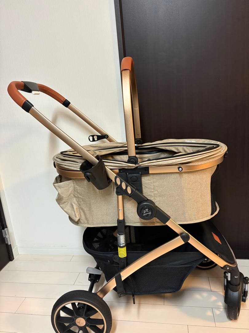ベージュ キャンバス ペットカート