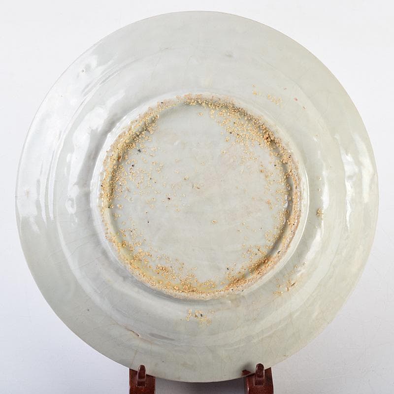 中国　17世紀　インドネシア出土　明代　呉須赤手　皿　時代箱付　M　R9312