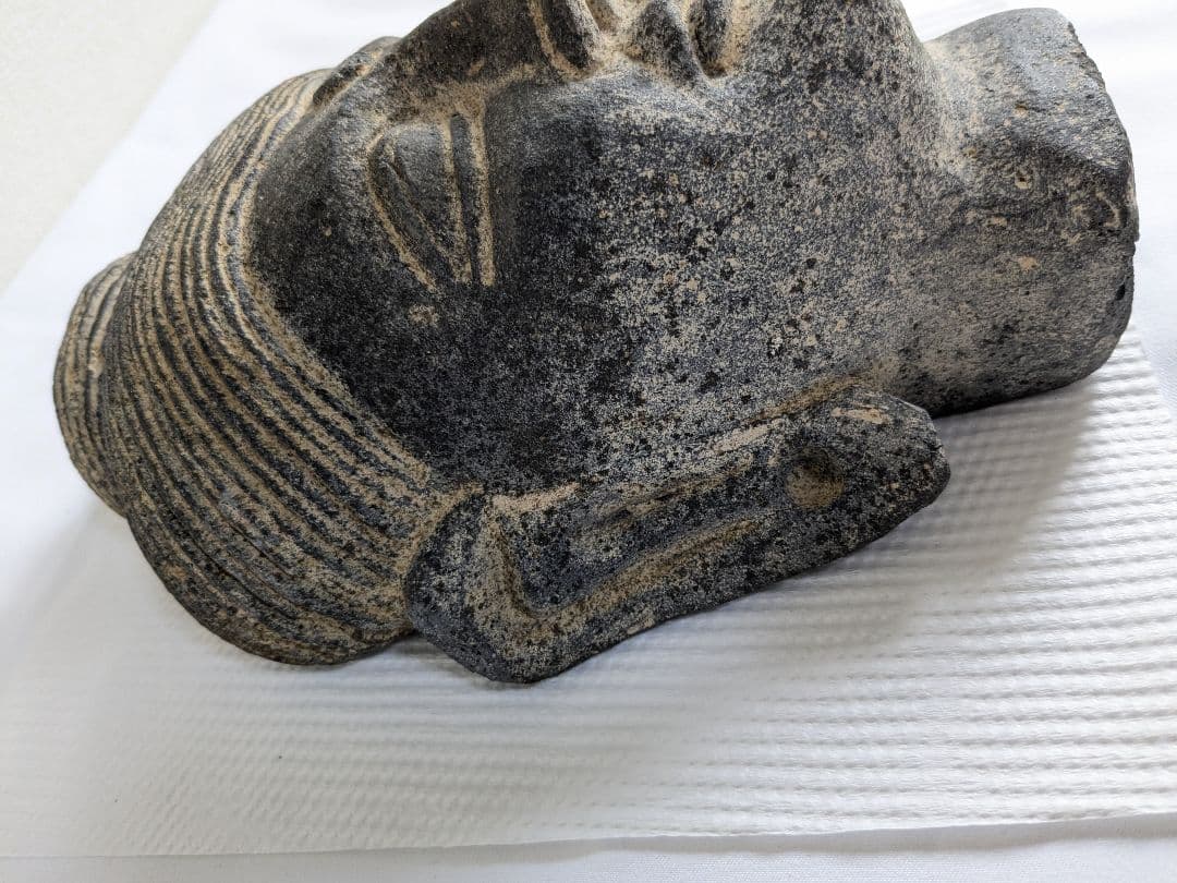 石製仏像頭部 彫刻オブジェ 中国古美術