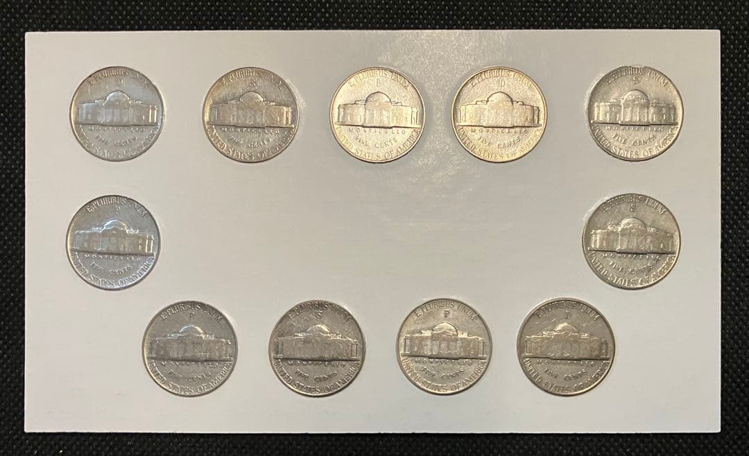 アメリカ 戦時中の銀ニッケルセット 1942-1945