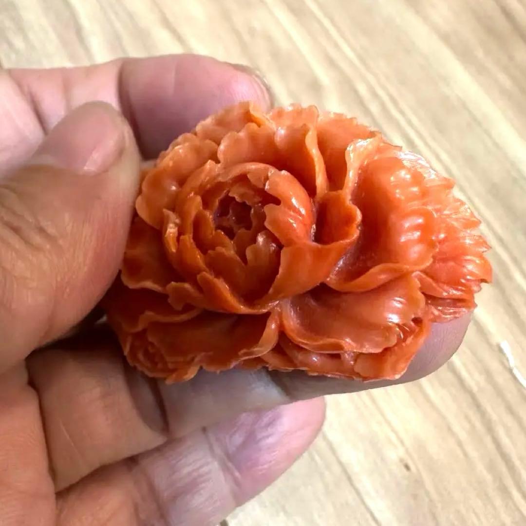 本珊瑚　珊瑚　ルース　アンティーク　大正ロマン　帯留　着物　13.9g