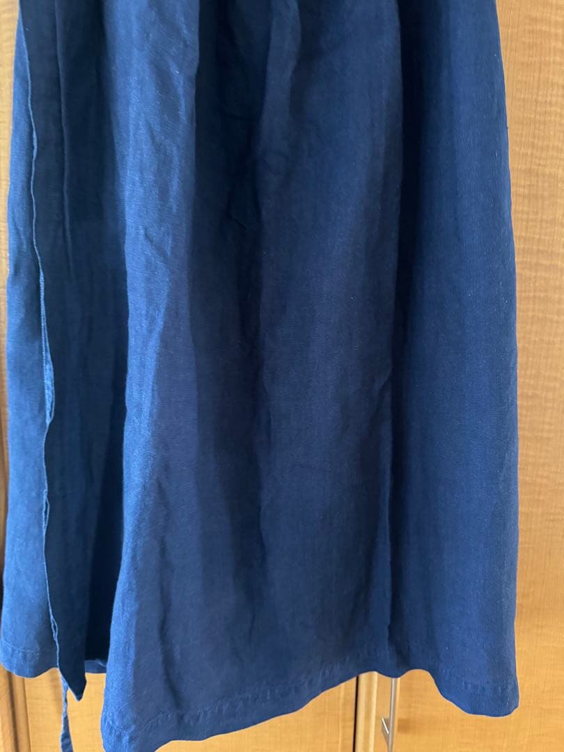 えみおわす　リネン　ラップスカート藍染