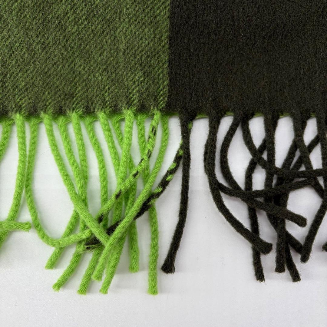 16743✨レア✨HERMES カシミヤ100% 刺繍ロゴ バイカラー マフラー