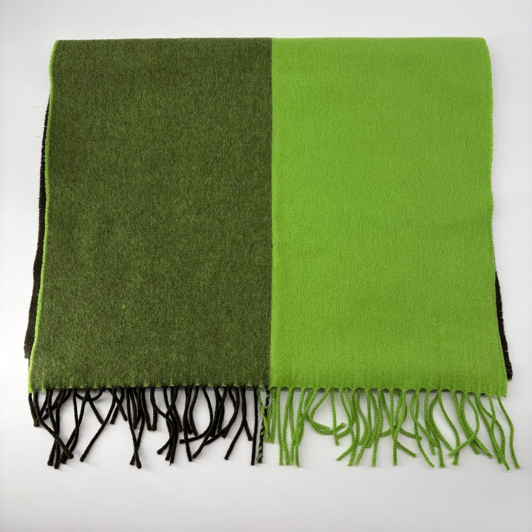 16743✨レア✨HERMES カシミヤ100% 刺繍ロゴ バイカラー マフラー