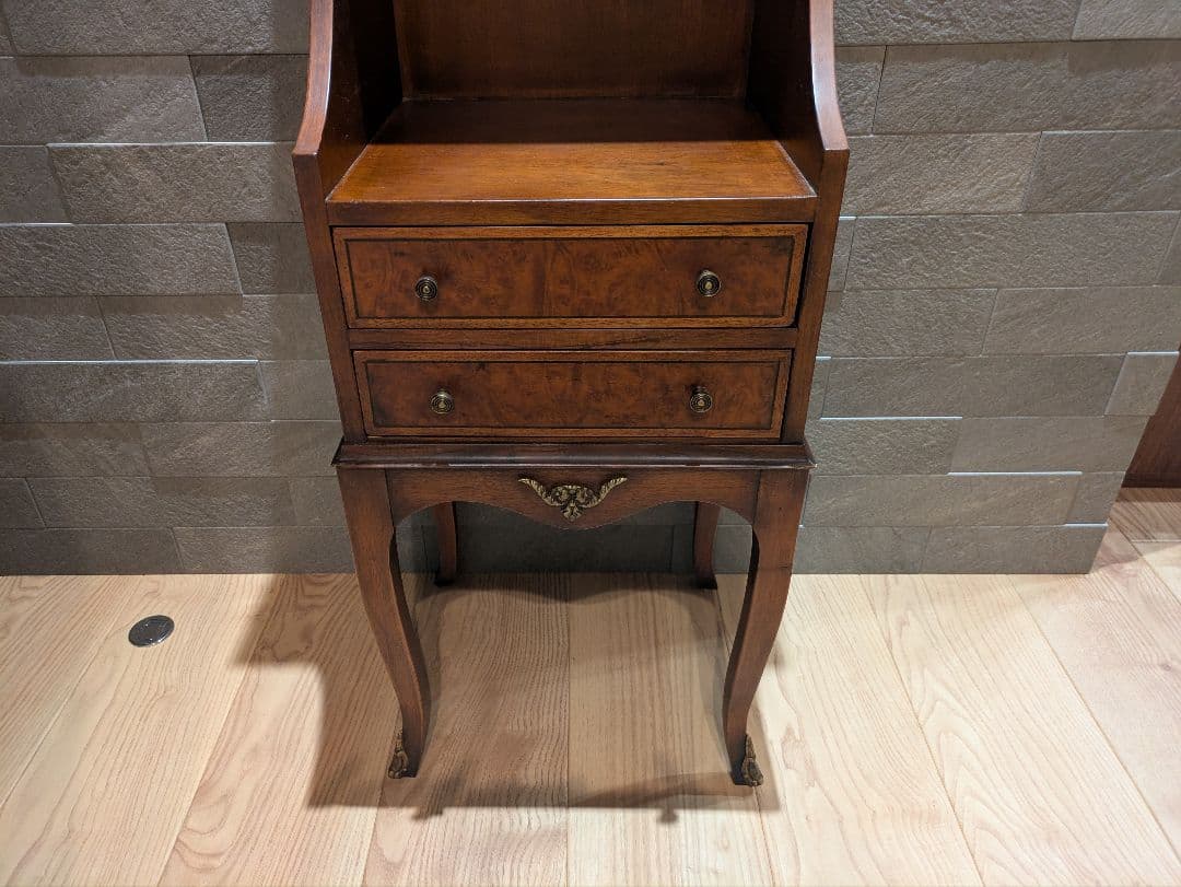 英国 猫脚 アンティーク調 キャビネット 飾り棚 引き出し付き コンソールラック