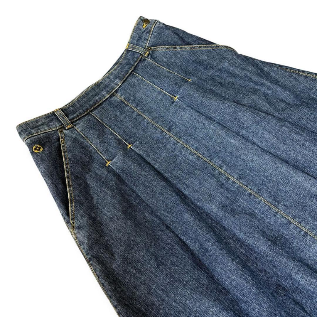 【美品】ルイヴィトン デニム膝丈フレアスカート 38サイズ イタリア製