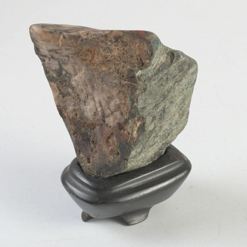 岐阜県根尾谷産　天然石　鑑賞石　菊花石　唐木台付　書付共箱　V　9425