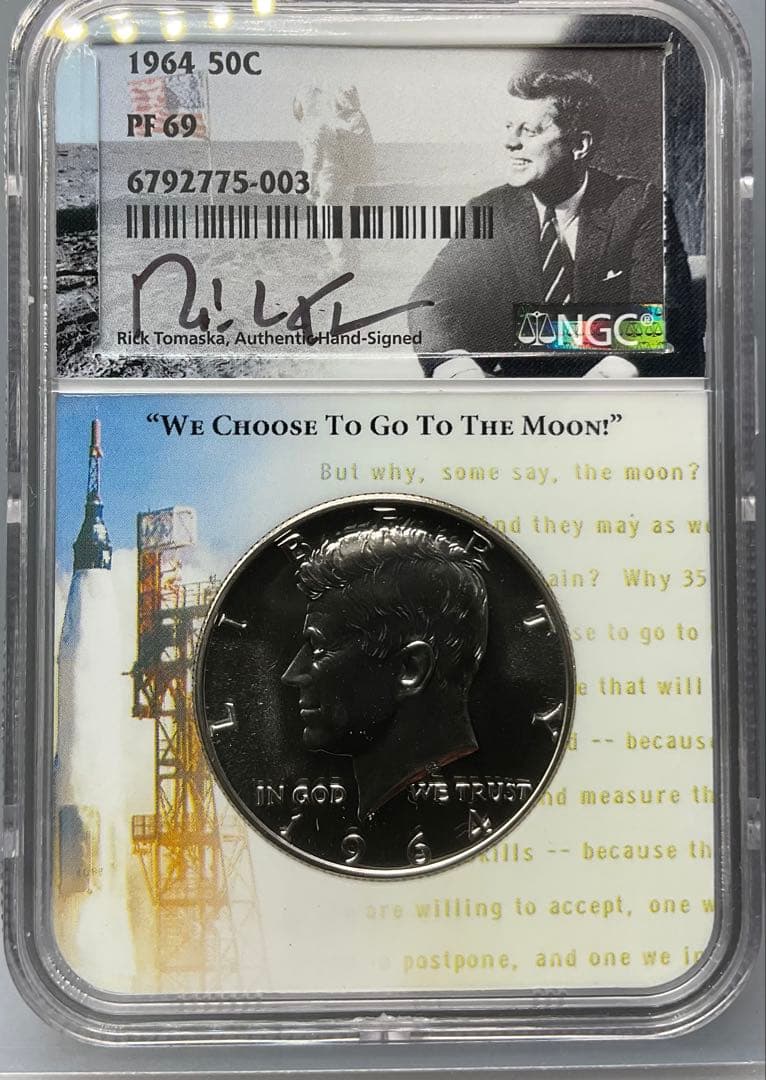 1964年　アメリカ　ハーフダラー　ケネディ　NGC PF69 サイン　銀貨