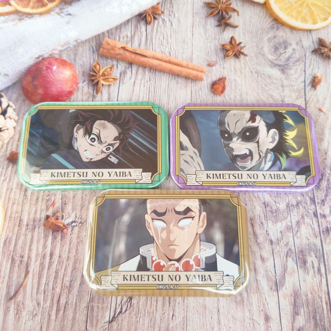 鬼滅の刃 スクエア缶バッジ 冨岡義勇 不死川実弥 時透無一郎 煉獄杏寿郎
