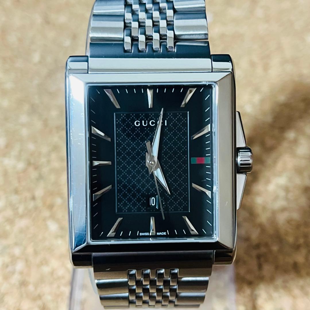 GUCCI Gタイムレス／レクタングル138.4クォーツSS.ブラックフェイス