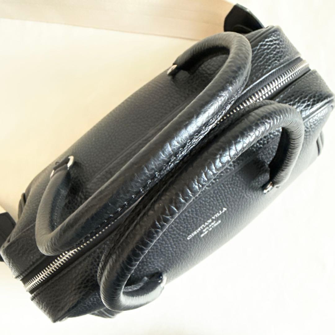 【極美品】クリスチャンヴィラ　ボストンバッグ　レザー　ハンドバッグ　黒