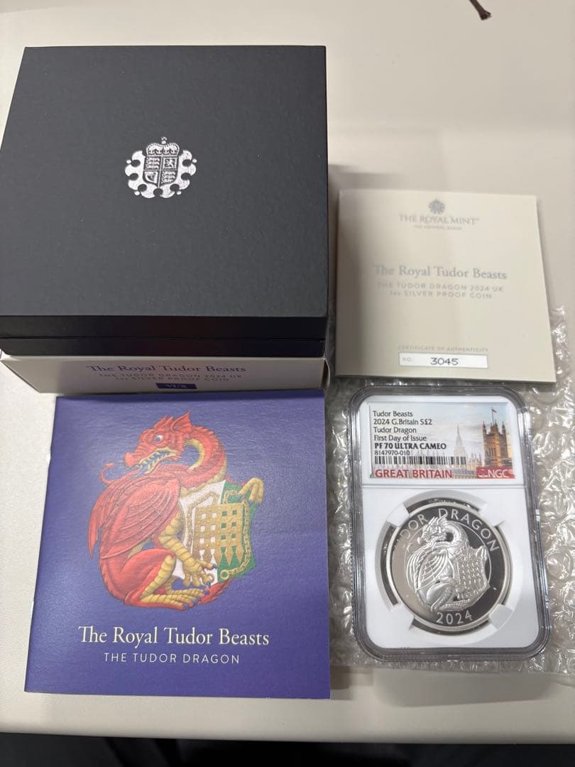 イギリスTudor Dragon 2024 £2 プルーフ銀貨