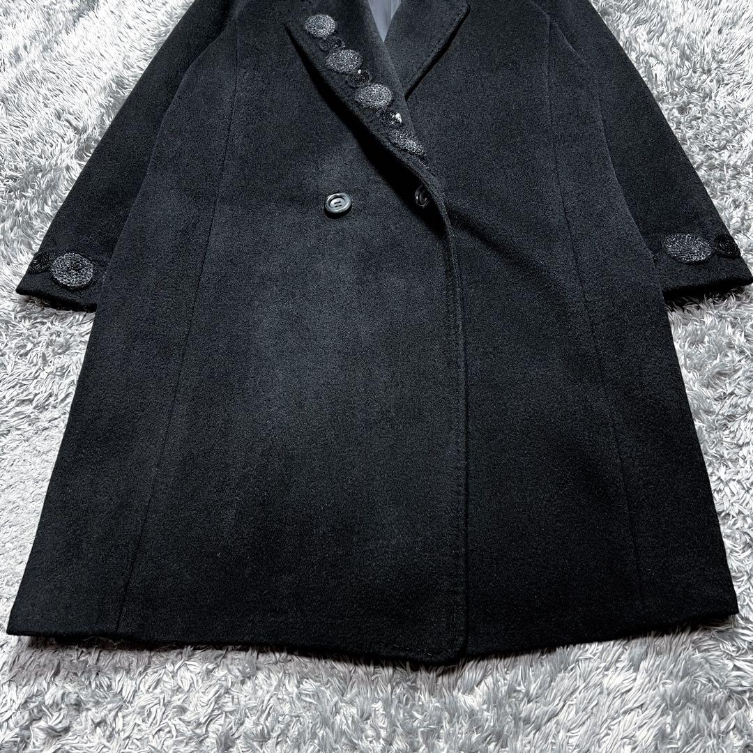 カシミヤ100% ダブルフェイス チェスターコート ブラック L相当 極美品