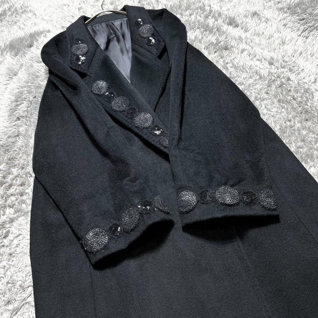 カシミヤ100% ダブルフェイス チェスターコート ブラック L相当 極美品