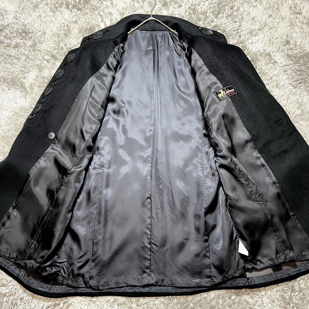 カシミヤ100% ダブルフェイス チェスターコート ブラック L相当 極美品