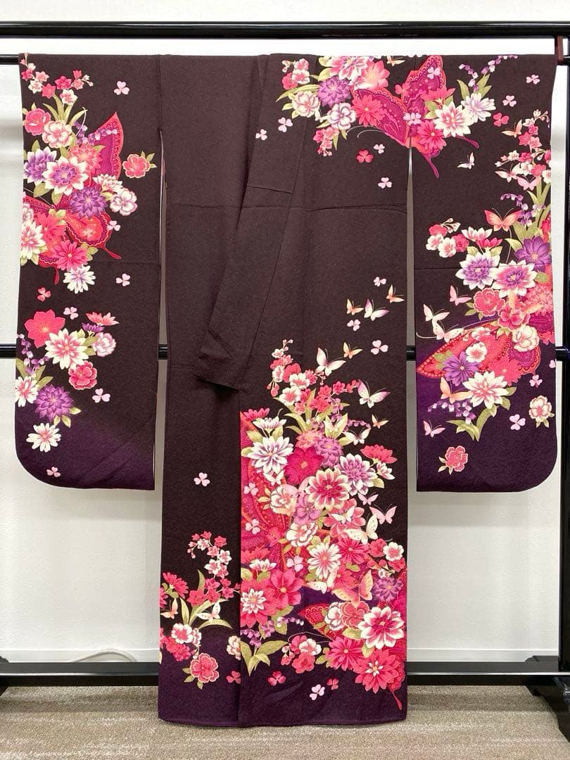 振袖 豪華 蝶 金駒 銀彩 刺繍 身丈158cm 撥水加工済