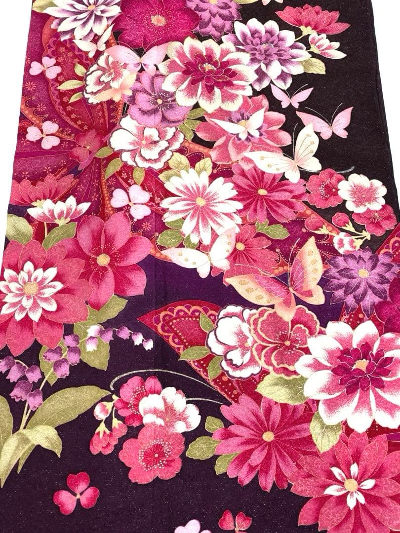 振袖 豪華 蝶 金駒 銀彩 刺繍 身丈158cm 撥水加工済