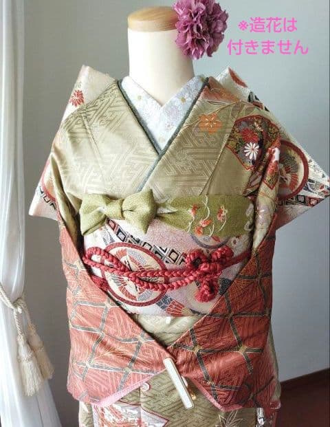 ころ様　419.普通〜ゆったり振袖7点セット 　正絹フルセット成人式　やまと