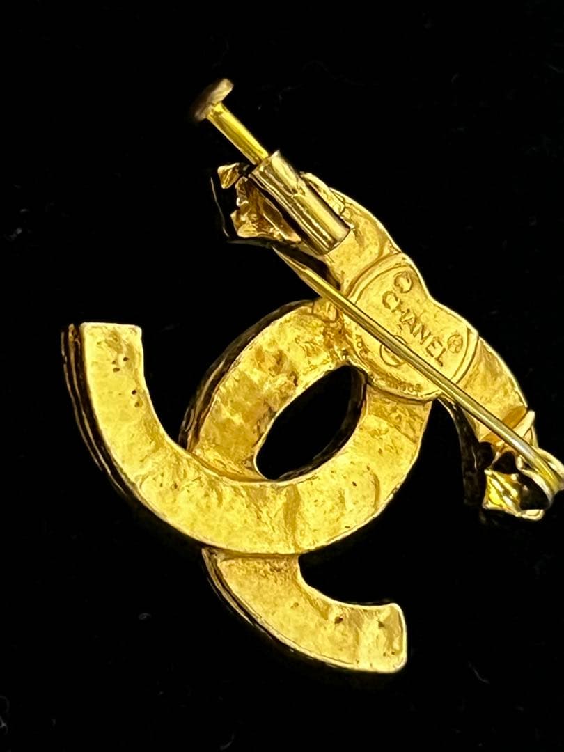 美品 鑑定済 CHANEL シャネル ラインストーンブローチ ゴールド
