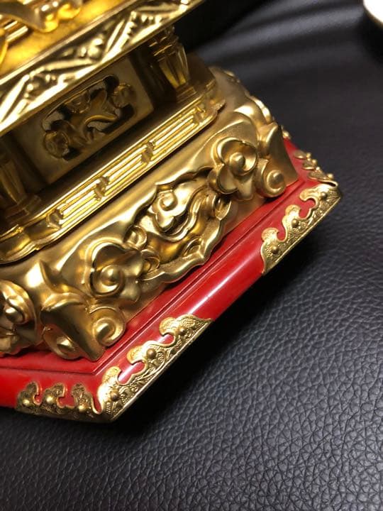 総鈖溜　佛白檀　仏像 木彫り　組み立て式　ケマン付き金泥書　大日　仏教　仏壇