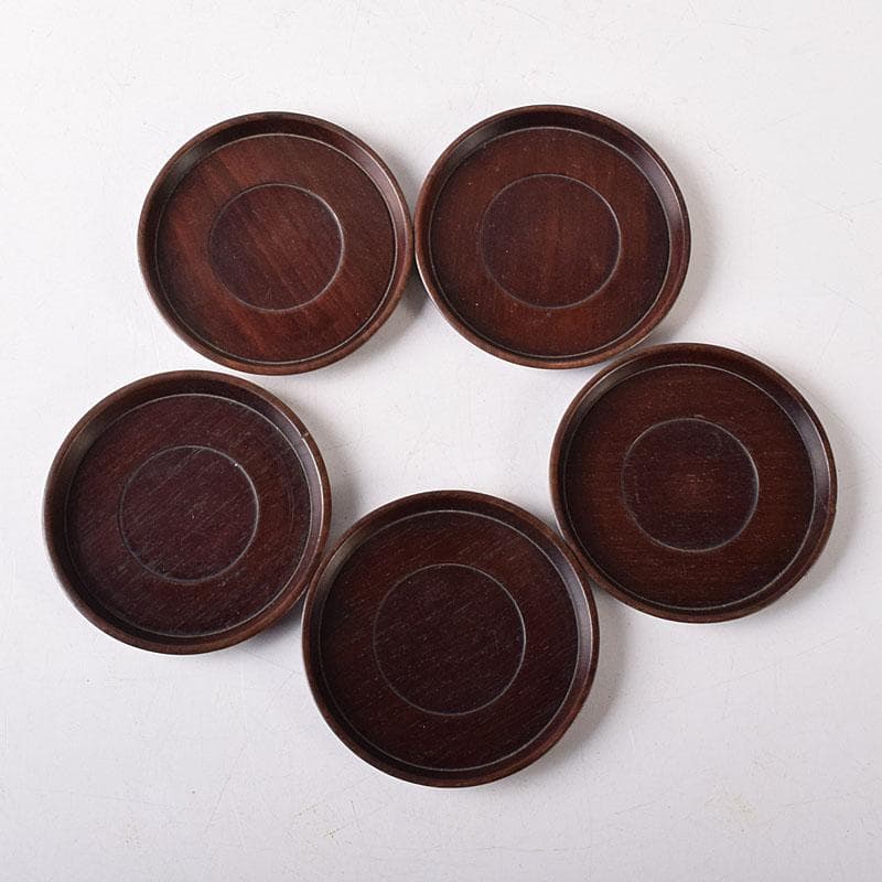 煎茶道具　唐木紫檀製　茶托　5客　V　8258