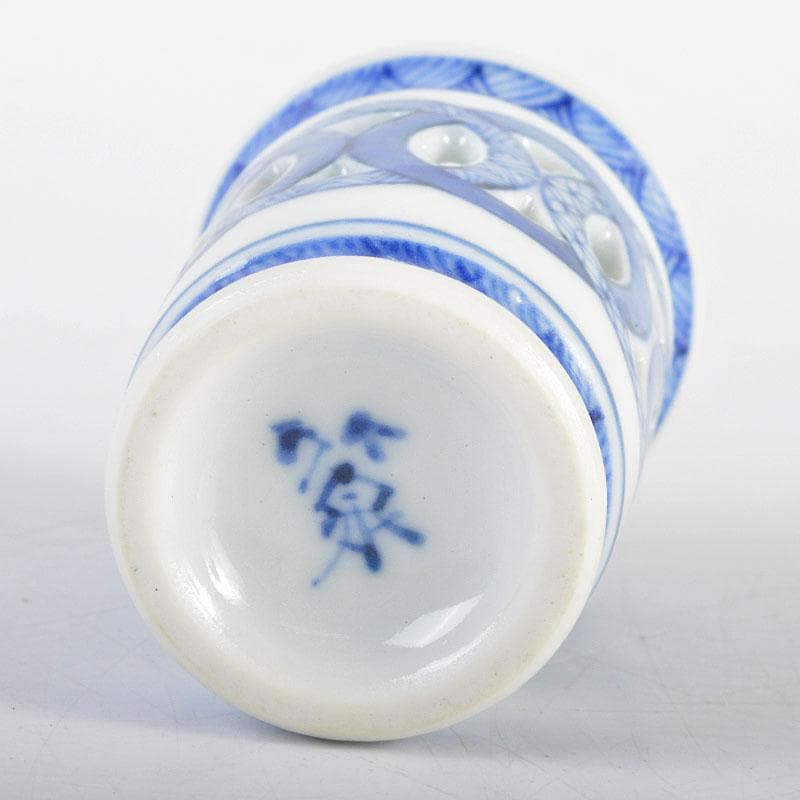 平安　三浦竹泉造　染付　祥瑞　巾筒　共箱　M　R4536