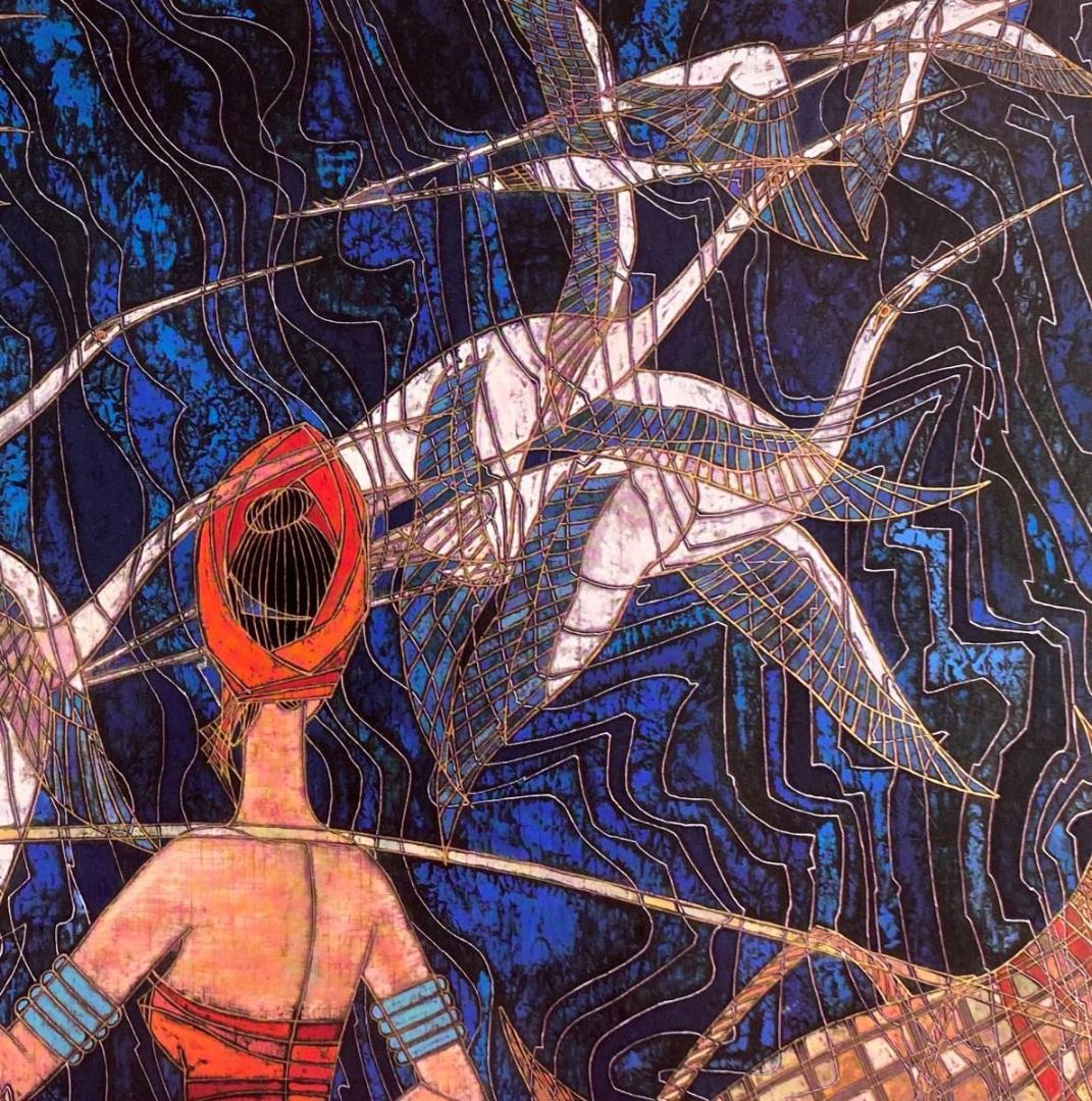 丁紹光、『波音』、希少な画集より、新品額装付、マット額装付き