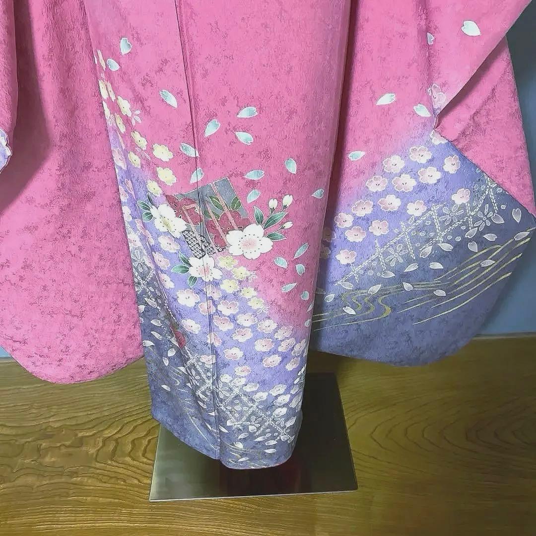 振袖フルセット　高身長　ゆったりサイズ　手描き友禅　成人式振袖　振袖　裄丈69