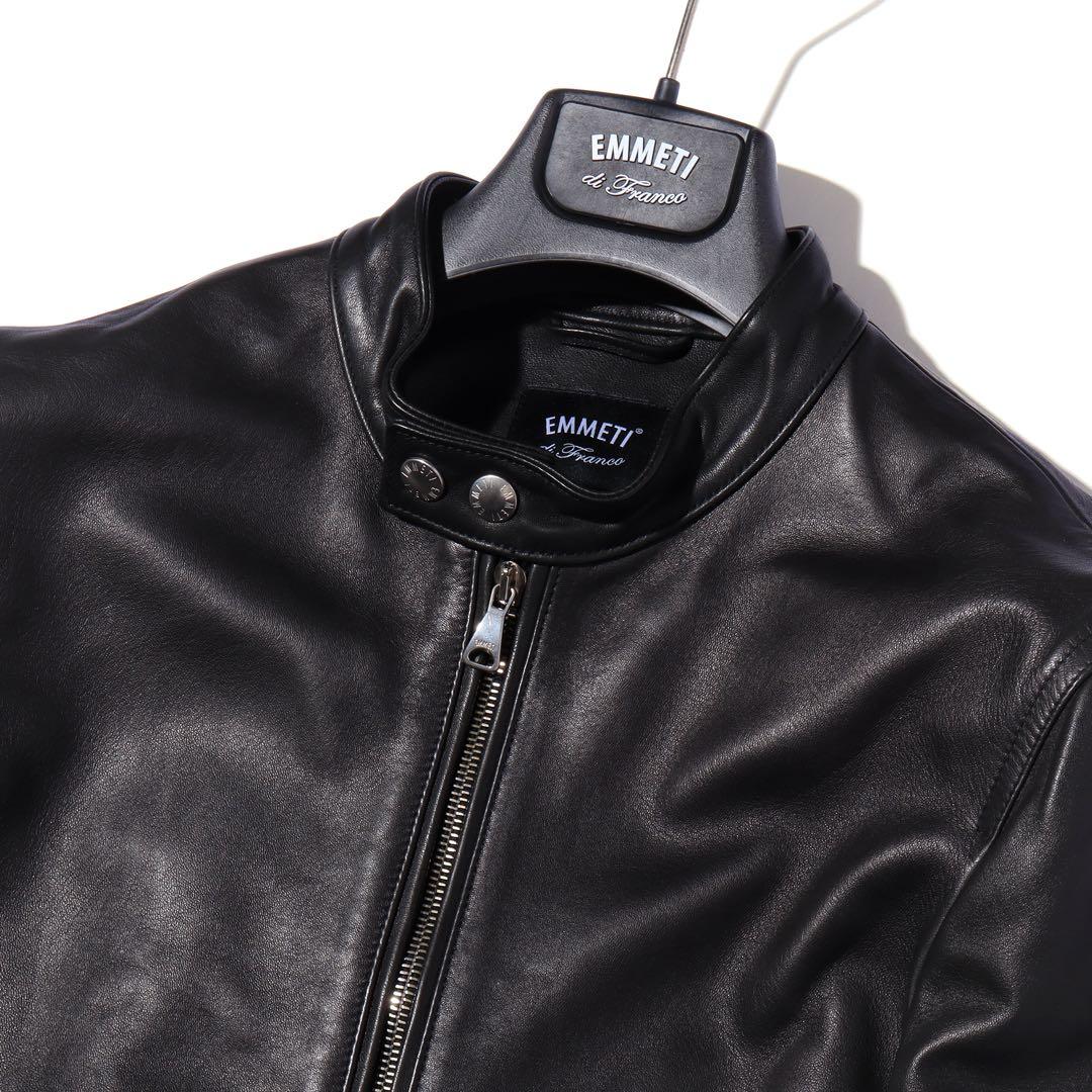 EMMETI エンメティ ライダース ジャケット 羊革 黒 44 S〜M程