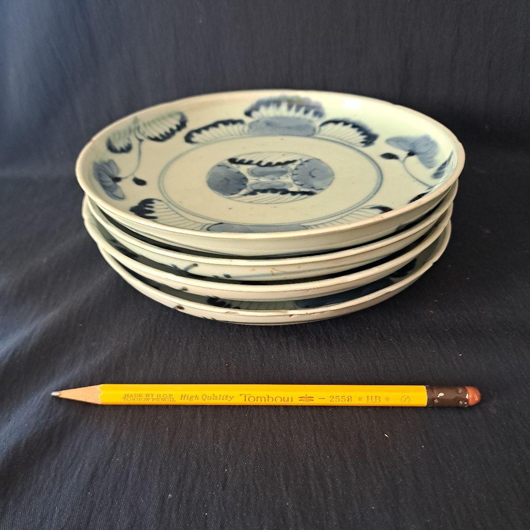 「江戸のお皿を食卓に！」 古伊万里染付皿(直径18cm ) 4客セット 骨董アン