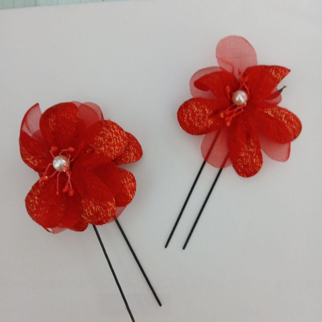 七五三 着物 青 赤 花柄　フルセット