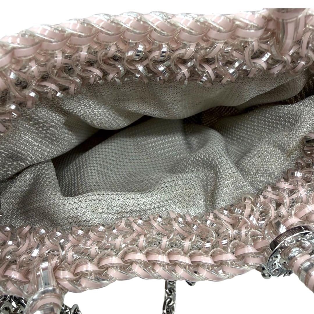 【美品】ANTEPRIMA クオーリ ペルラ グリッター ワイヤーバッグ ピンク