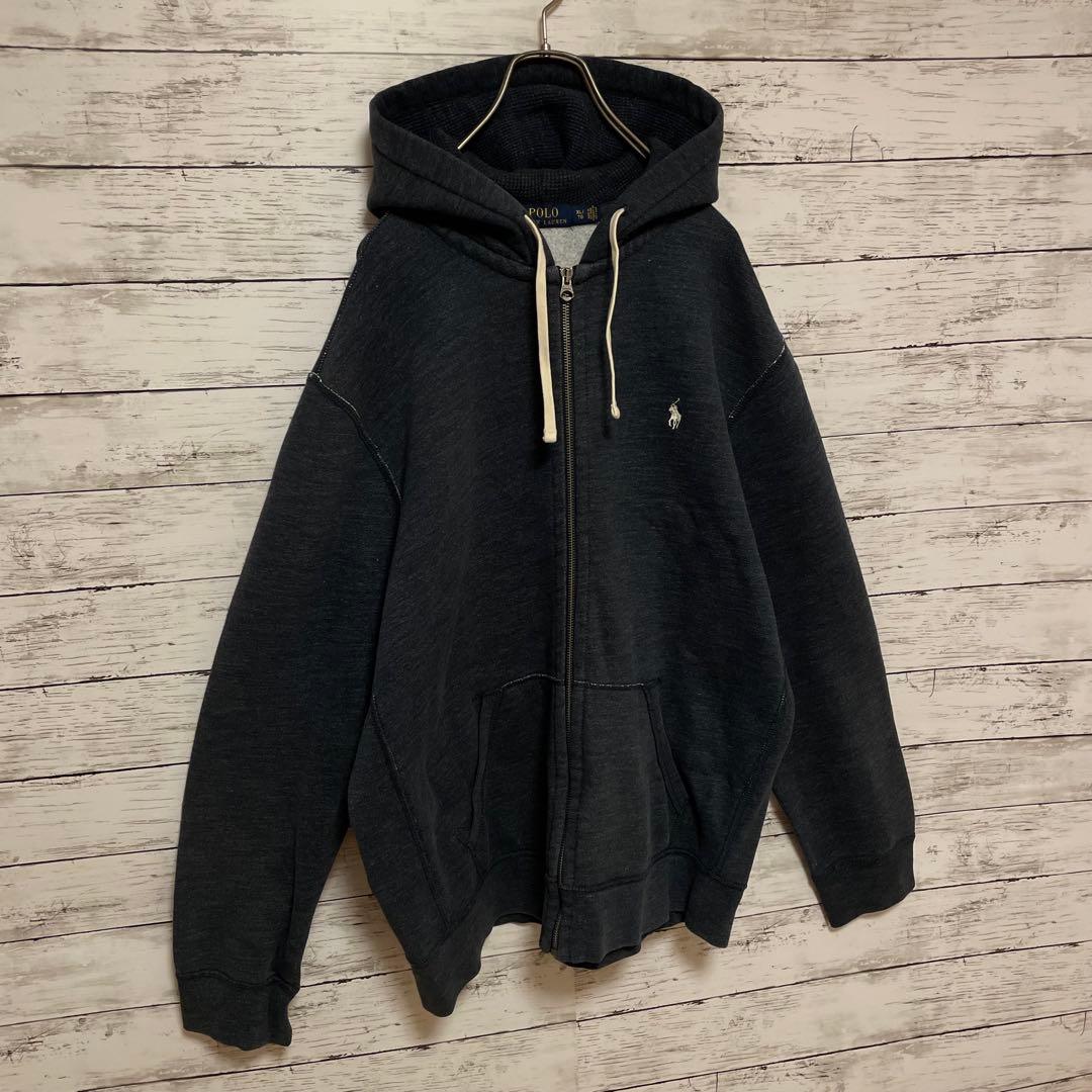 1002【人気XLサイズ】ラルフローレン♤刺繍ロゴ　パーカー　希少　即完売　美品