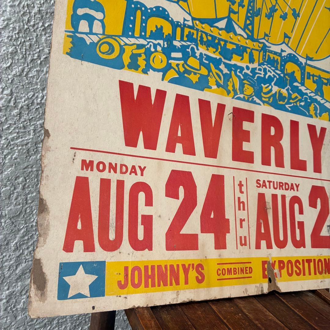 レア！50s〜アメリカアンティーク実物サーカス遊園地FAIR広告ヴィンテージ雑貨