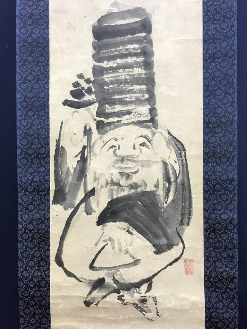 【模写】池大雅/寿老人図/人物図/掛軸/名家伝来/AD-678