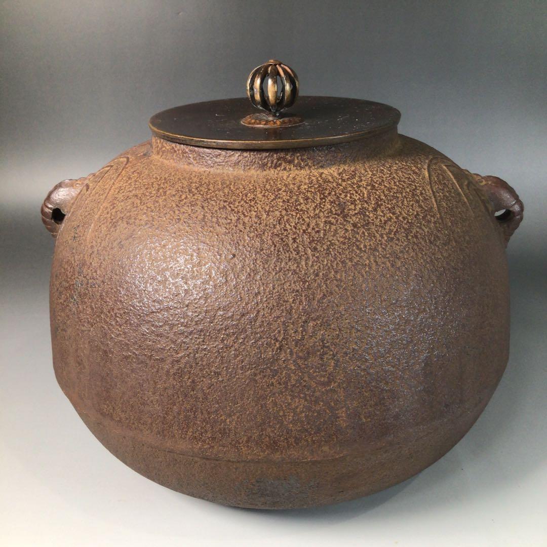 Ｒ７６２　茶釜　『釜師　佐藤浄清造』『海老紋』『丸釜』　共箱　茶道具