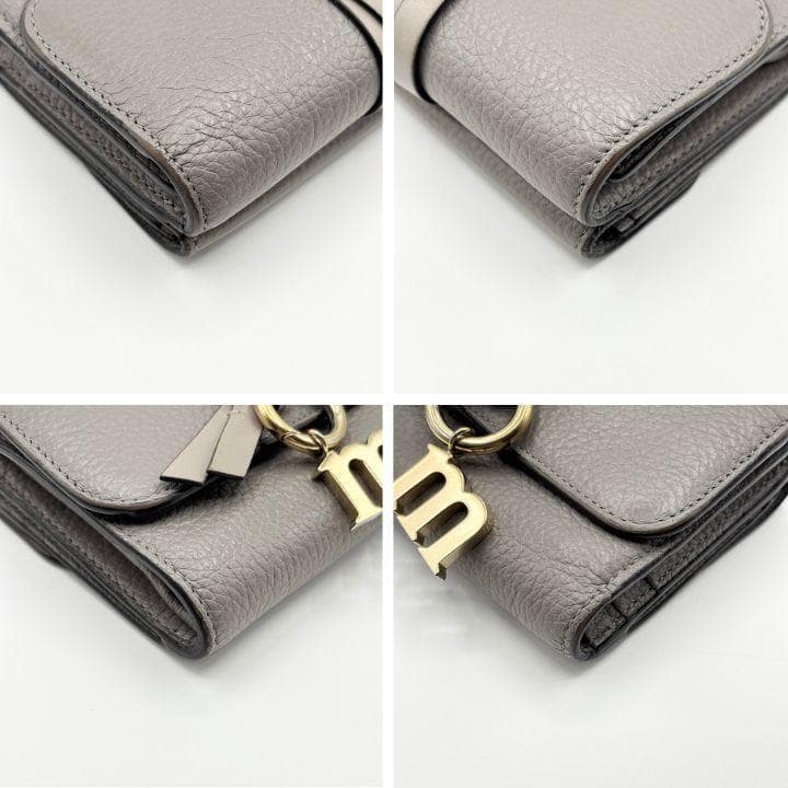 クロエ 3つ折り財布 ミニトリフォールド アルファベットM グレージュ