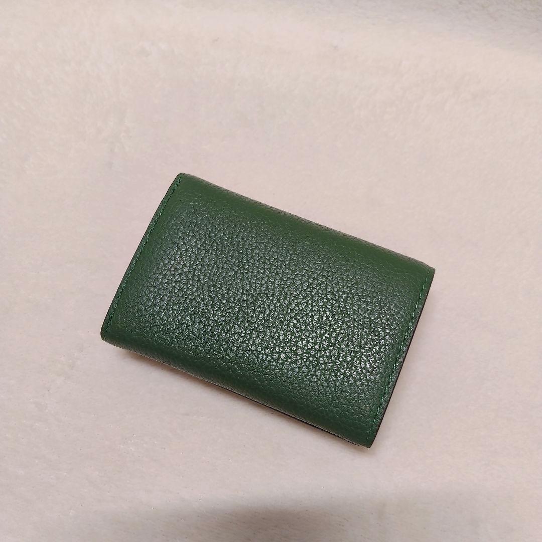 美品 COACH コーチ グリーン 折り財布 レザー ミニ トライフォールド