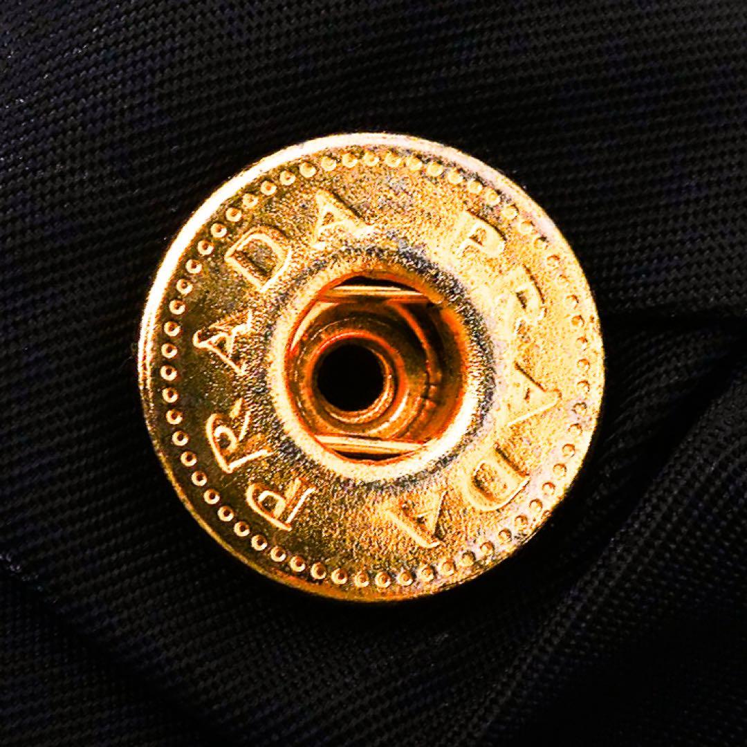 超美品 PRADA プラダ ブラック ナイロン レザー ハンドバッグ ギャザー