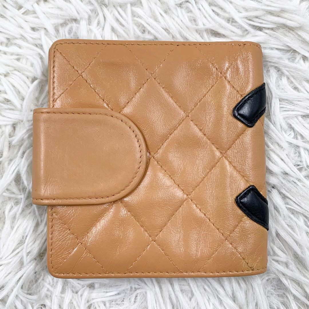 【✨極美品 ✨】 シャネル 二つ折り財布 カンボンライン マトラッセ ベージュ