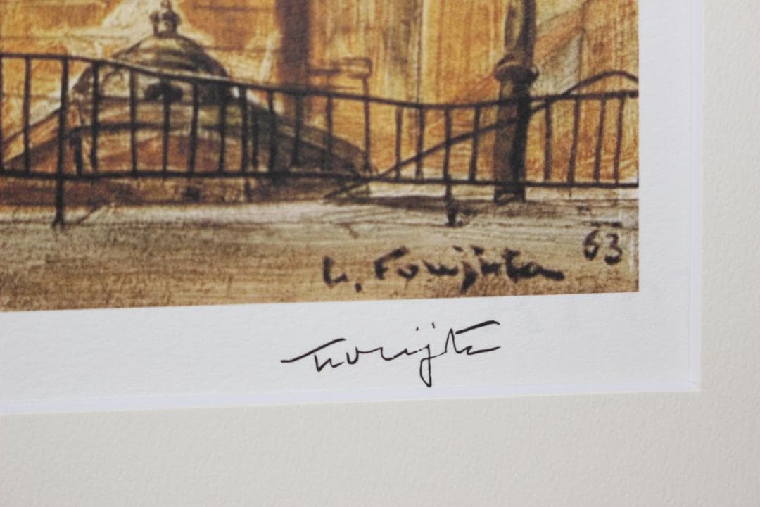 藤田嗣治 リトグラフ「フルール河岸ノートルダム大聖堂」 75部限定 11/75