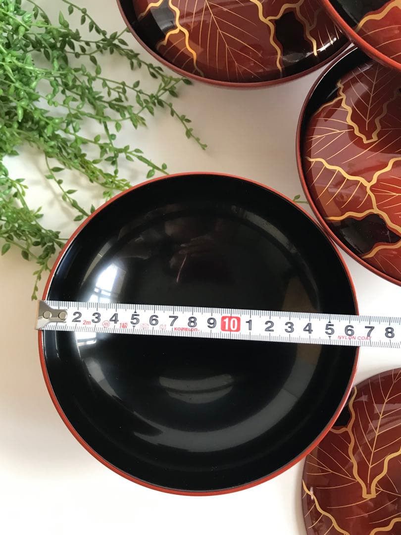 輪島塗　木製 柏葉尽蒔絵　縁起　大椀　5客