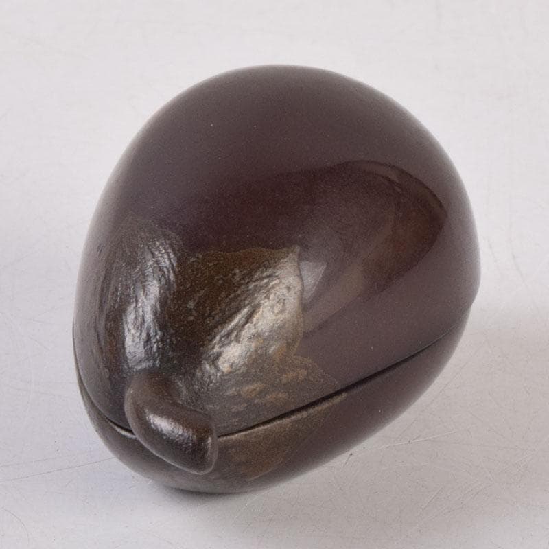 茶道具　漆塗　内銀溜　茄子形　香合　時代箱　V　8547